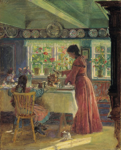Pouring the morning coffee Laurirs tuxen
